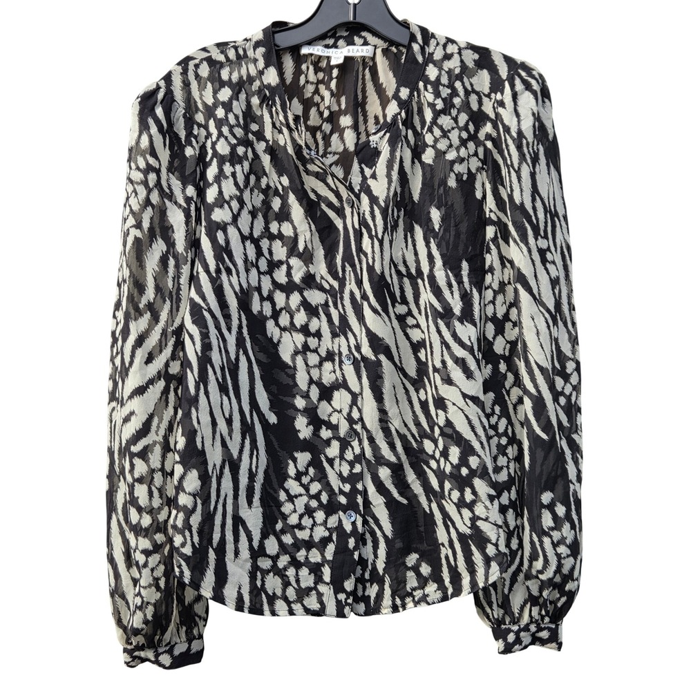 Veronica Beard Ashlynn Animal Print Silk Luxury Blouse Corpcore Baddie 4 Preppy